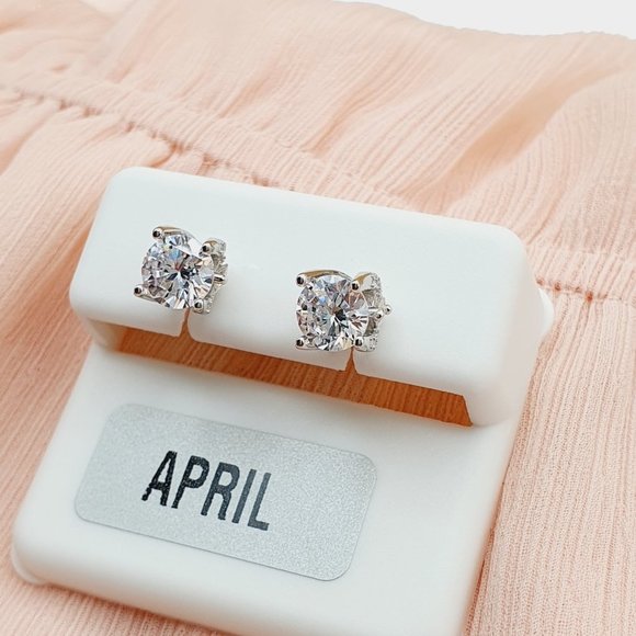 Birthstone S925 Sterling Silver CZ Stud Earrings for Women/Girl, US1925… - Picture 4 of 10